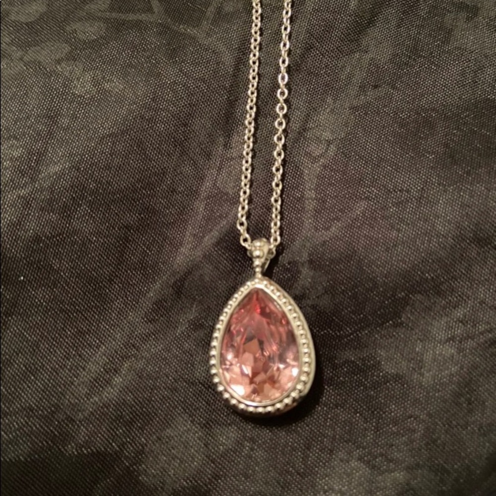 Swarovski silver necklace with pink pendant